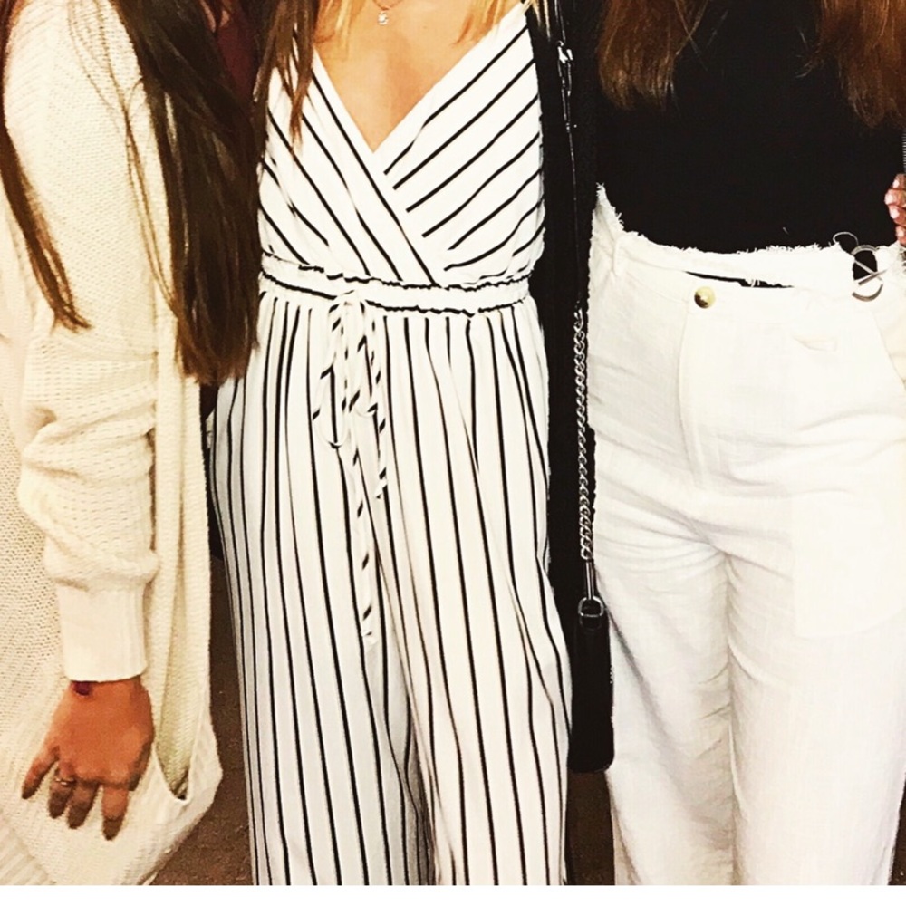 Black & white stripe jumpsuit